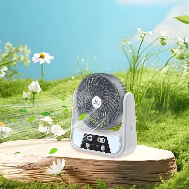 ABANICO SOLAR RECARGABLE PORTATIL