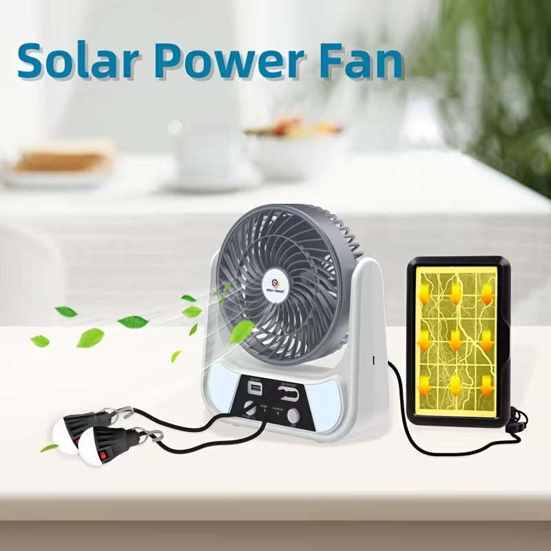 ABANICO SOLAR RECARGABLE PORTATIL